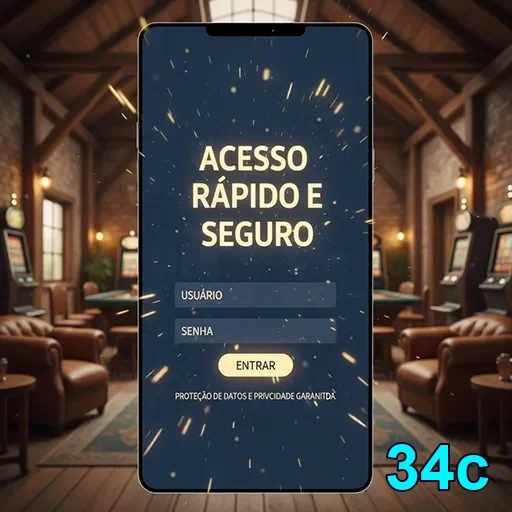 Tela de login oficial da 34c com cadeado de segurança